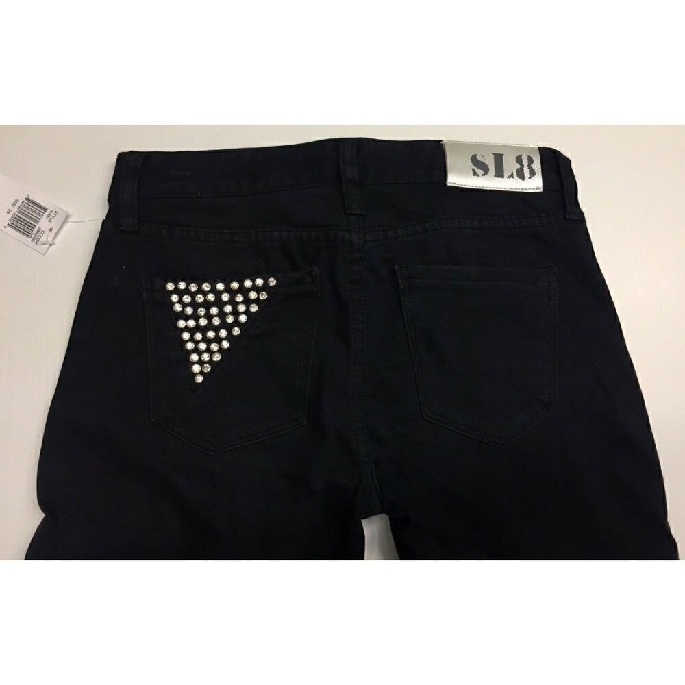 SL8 Denim Dark Blue Skinny Sequin Pants - Picture 4 of 12